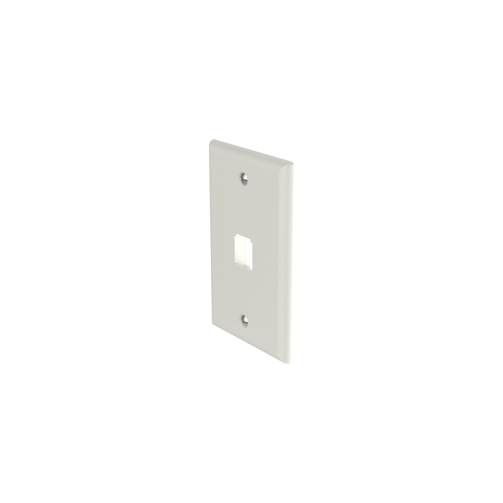 Placa de Pared Vertical Clásica, Salida Para 1 Puerto Mini-Com, Color Blanco Mate