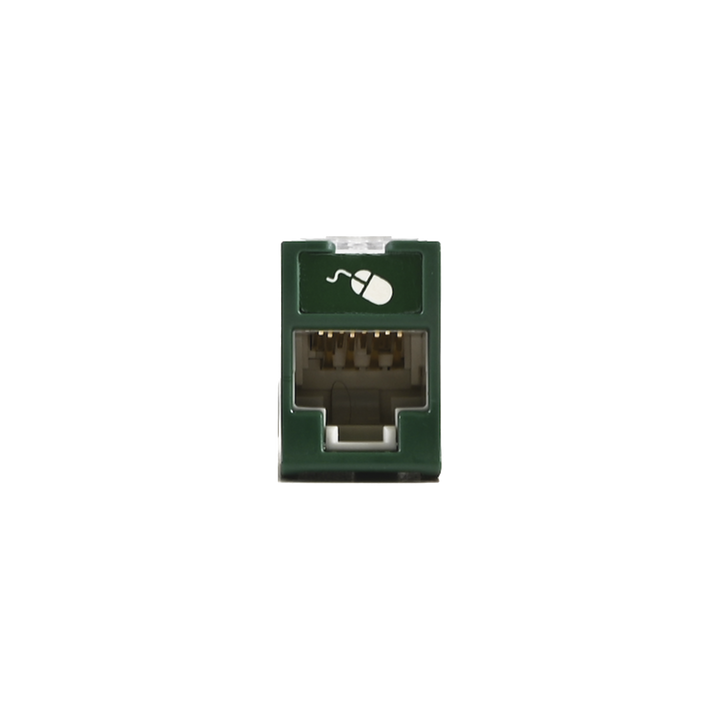 Jack UltraMAX Cat5e, UTP, Montaje Híbrido en Placa de Pared (Plano y Angulado), Color Verde, Punch Down