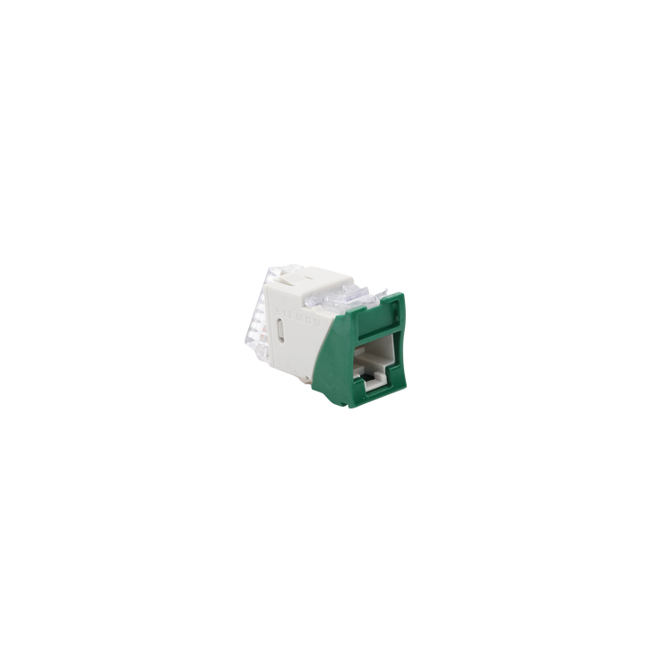 Jack UltraMAX Cat5e, UTP, Montaje Híbrido en Placa de Pared (Plano y Angulado), Color Verde, Punch Down