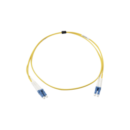 Jumper de Fibra Óptica Monomodo (OS2), XGLO, Riser, LC/UPC-LC/UPC Duplex, OFNR, Color Amarillo, 1 Metro (3.28 Pies)