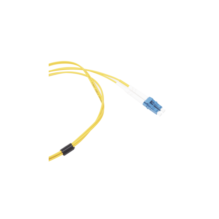 Jumper de Fibra Óptica Monomodo (OS2), XGLO, Riser, LC/UPC-LC/UPC Duplex, OFNR, Color Amarillo, 1 Metro (3.28 Pies)