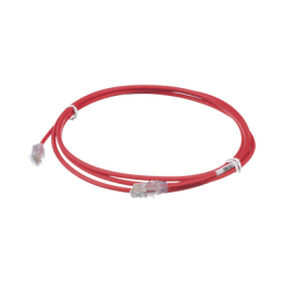 Cable de Parcheo UTP Cat6A, CM/LSZH, Diámetro Reducido (28AWG), Color Rojo, 2.13 Metros (7 Pies)