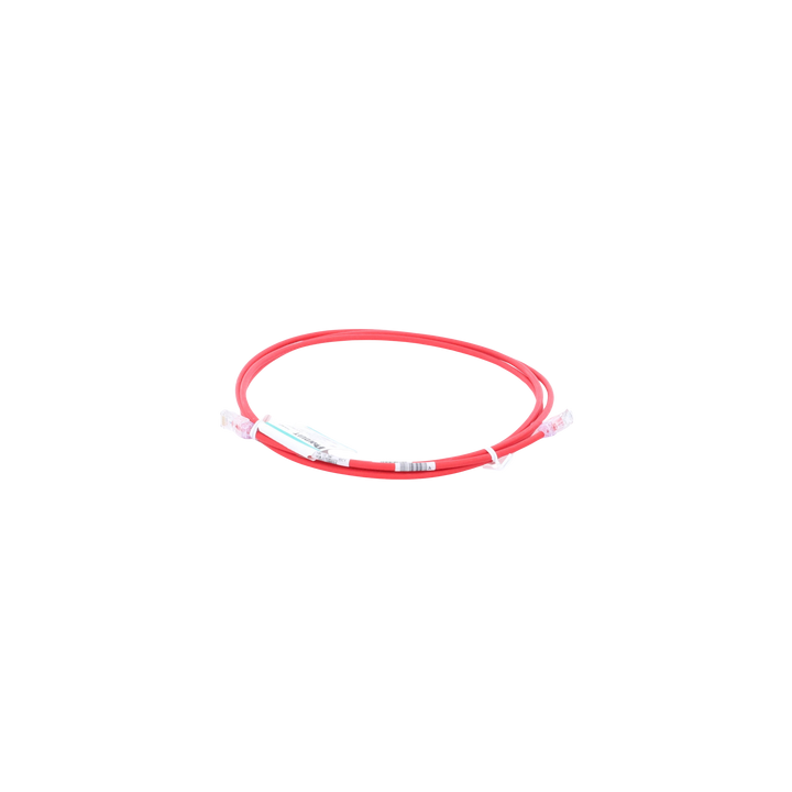 Cable de Parcheo UTP Cat6A, CM/LSZH, Diámetro Reducido (28AWG), Color Rojo, 2.13 Metros (7 Pies)