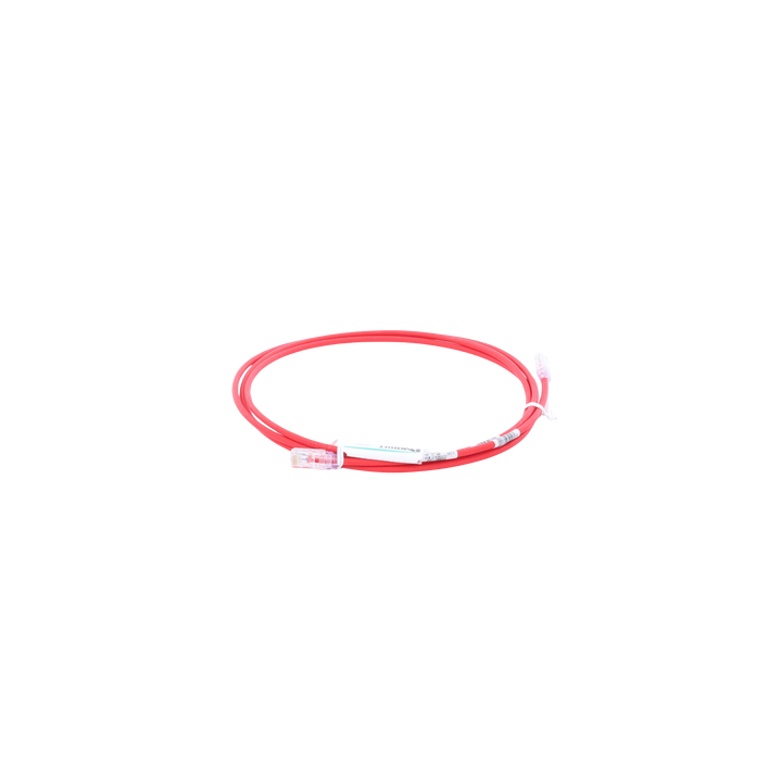 Cable de Parcheo UTP Cat6A, CM/LSZH, Diámetro Reducido (28AWG), Color Rojo, 2.13 Metros (7 Pies)
