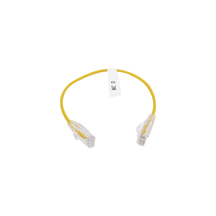 Cable de Parcheo Slim UTP Cat6 - 30 cm (11.81 Pulgadas) Amarillo Diámetro Reducido (28 AWG)