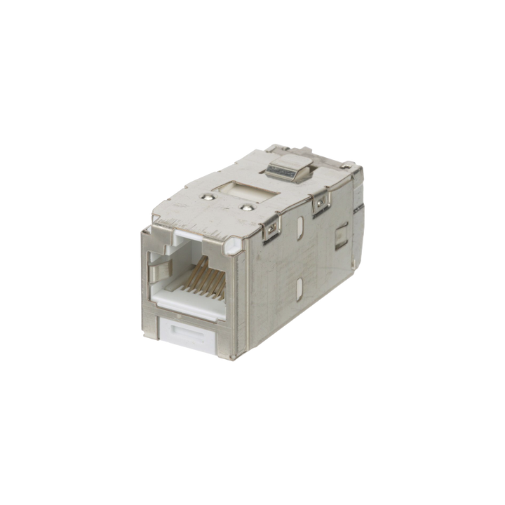Conector Jack RJ45 Blindado, Estilo TG, Mini-Com, Categoría 6A, de 8 Posiciones y 8 Cables, Color Blanco