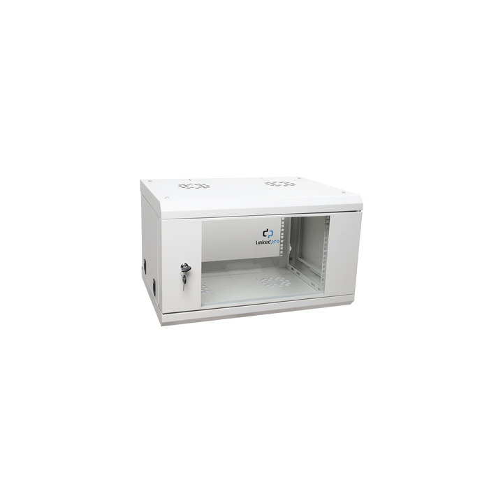 Gabinete de Pared de 6U con Puerta de Cristal Templado, 455 mm de Profundidad Total, Rack de 19'', Acero Reforzado