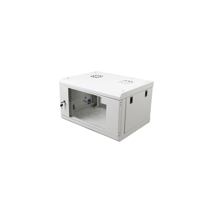 Gabinete de Pared de 6U con Puerta de Cristal Templado, 455 mm de Profundidad Total, Rack de 19'', Acero Reforzado