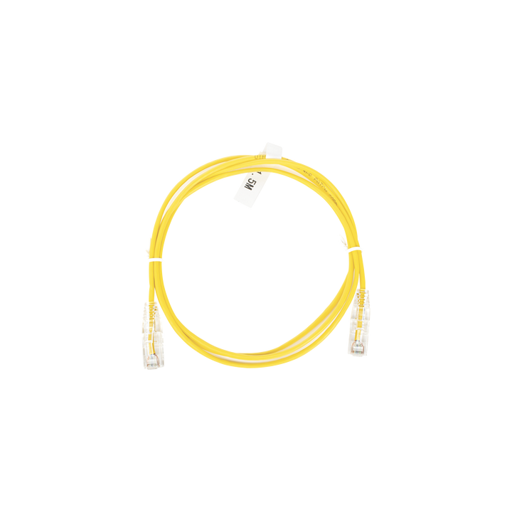 Cable de Parcheo Slim UTP Cat6 - 1.5 Metros (4.92 Pies) Amarillo Diámetro Reducido (28 AWG)