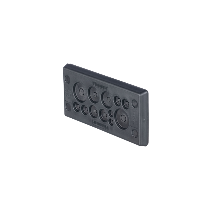 Pasacables Rectangular de Membrana, IP66, 3.39" x 1.42", 12 orificios, para Cables no Terminados. Color Negro
