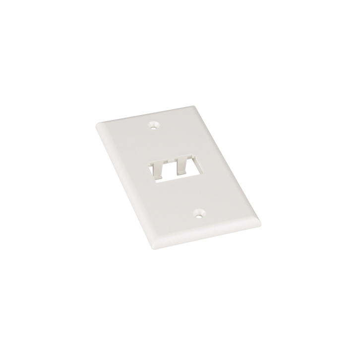 Placa de Pared Vertical Clásica, Salida Para 2 Puertos Mini-Com, Color Blanco Mate