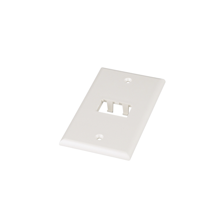 Placa de Pared Vertical Clásica, Salida Para 2 Puertos Mini-Com, Color Blanco Mate