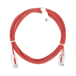 Cable de Parcheo Slim UTP Cat6 - 3 Metros (9.84 Pies) Rojo Diámetro Reducido (28 AWG)