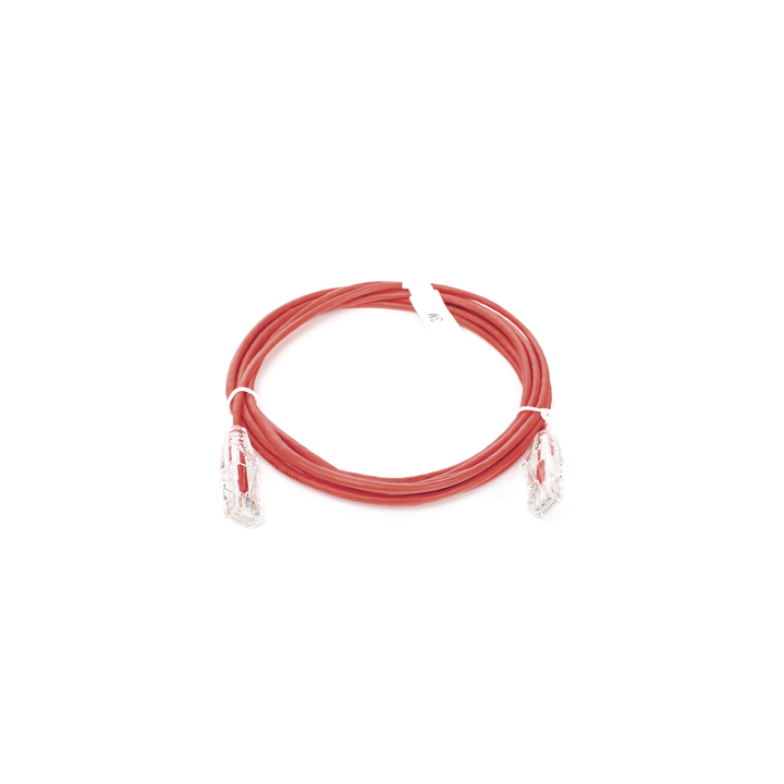 Cable de Parcheo Slim UTP Cat6 - 3 Metros (9.84 Pies) Rojo Diámetro Reducido (28 AWG)