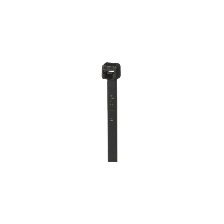 Cincho de Nylon 6.6 de Bloqueo, 188 mm largo x 4.8mm ancho, Color Negro, Exterior Resistente a Rayos UV, Paquete de