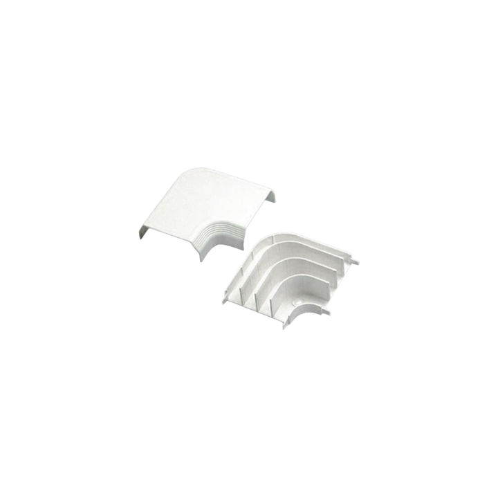 Curva de radio controlado, para uso con canaleta T70, Material PVC Rígido, Color Blanco Mate