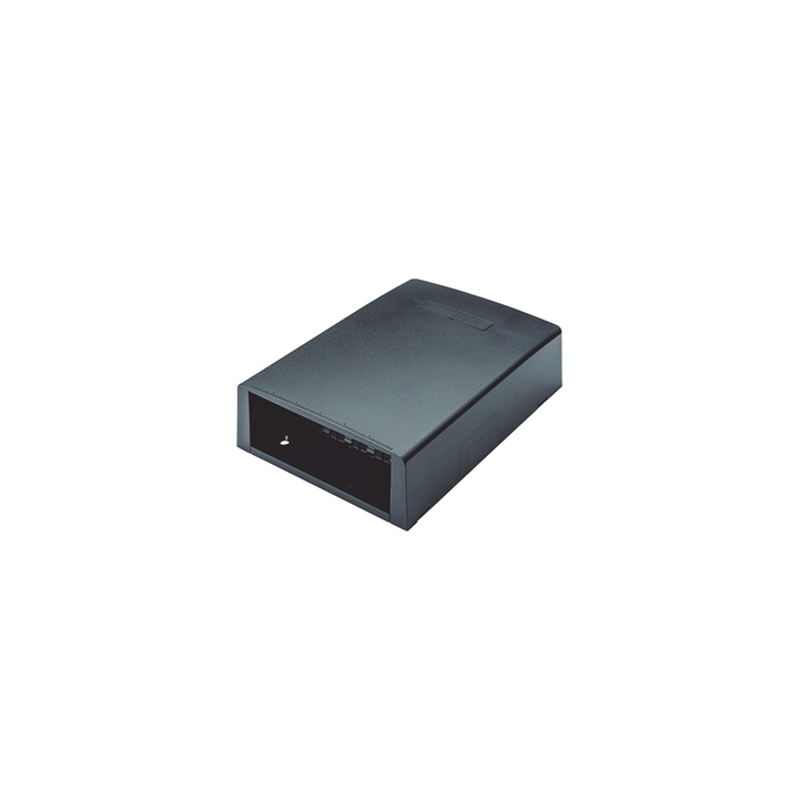 Caja de Montaje en Superficie, con Accesorio para Resguardo de Fibra Óptica, para 12 Módulos Mini-Com, Color Negro
