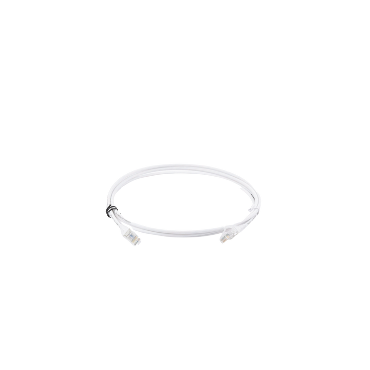 Patch Cord MC6 Modular Cat6 UTP, CM/LS0H, 2.13 Metros (7 Pies), Color Blanco, Diámetro Reducido (28AWG), Versión Bulk