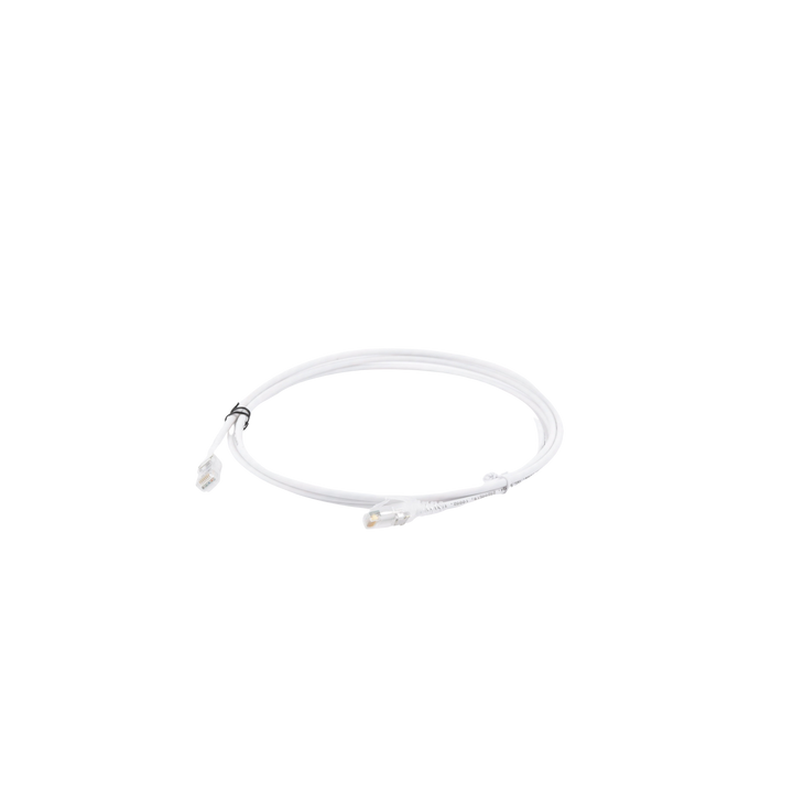 Patch Cord MC6 Modular Cat6 UTP, CM/LS0H, 2.13 Metros (7 Pies), Color Blanco, Diámetro Reducido (28AWG), Versión Bulk