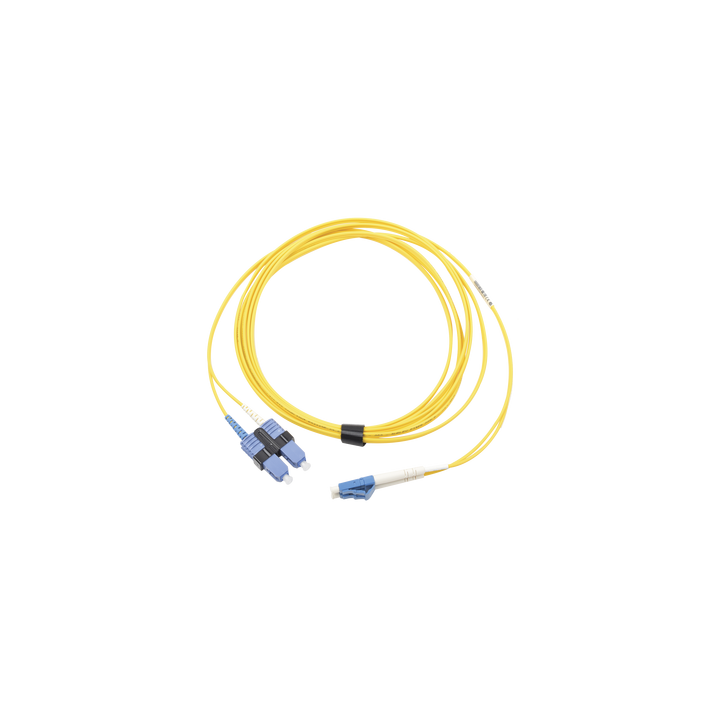 Jumper de Fibra Óptica Monomodo (OS2), XGLO, LC/UPC-SC/UPC Duplex, OFNR, Color Amarillo, 5 Metros (16.40 Pies)