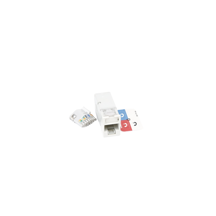 Jack Z-Max Cat6A, UTP, Montaje Híbrido en Placa de Pared (Plano y Angulado), Color Blanco, Versión Bulk (Sin Empaque