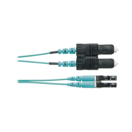 Jumper de Fibra Optica Multimodo 50/125 OM3, LC-SC Duplex, OFNR (Riser), Color Aqua, 1 Metro (3.28 Pies)