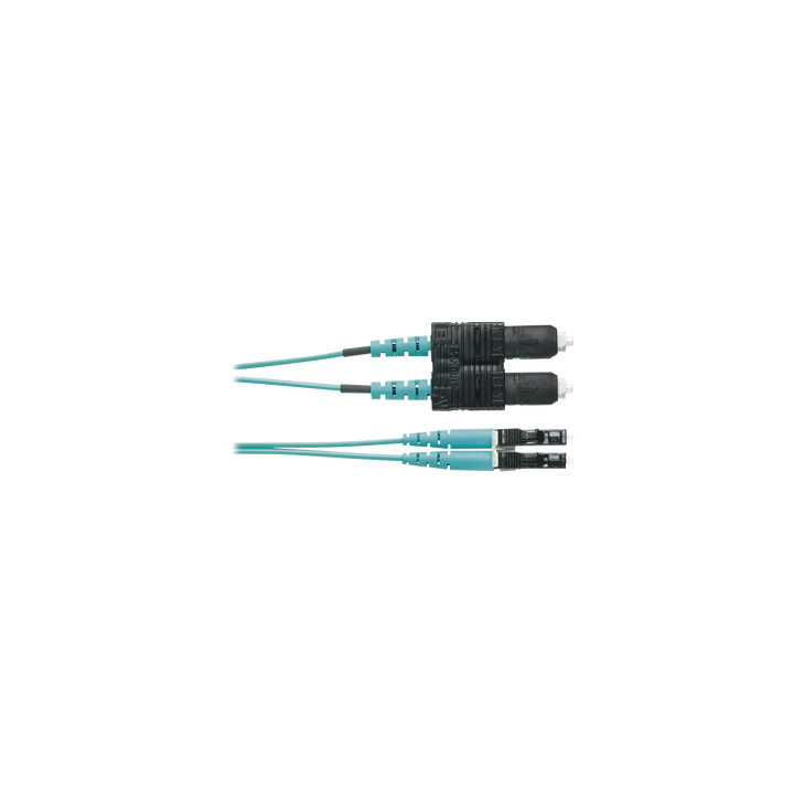 Jumper de Fibra Optica Multimodo 50/125 OM3, LC-SC Duplex, OFNR (Riser), Color Aqua, 1 Metro (3.28 Pies)