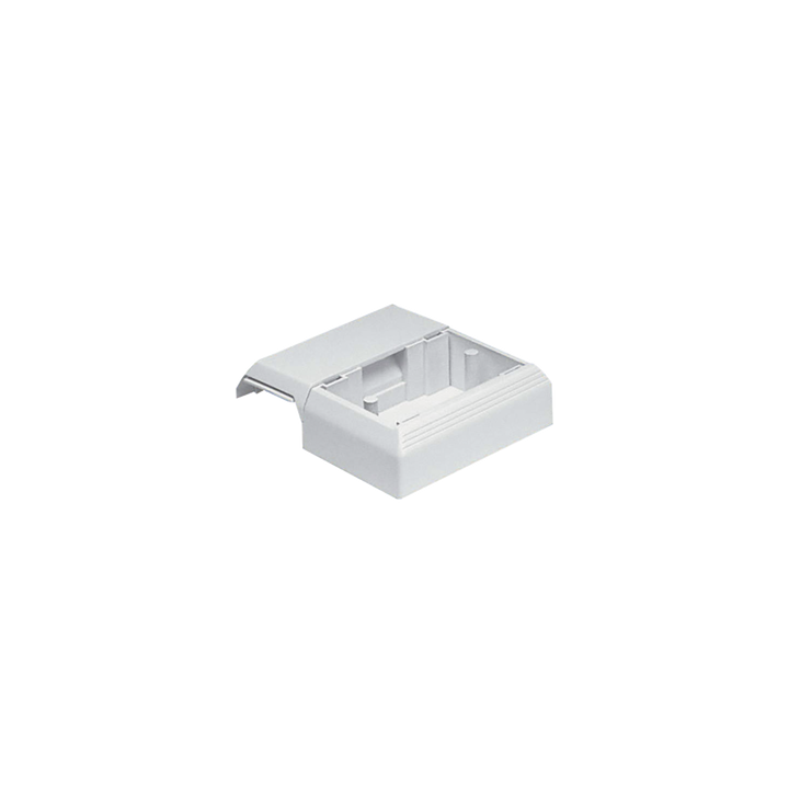 Caja Superficial Con Bisagras de Instalación a Presión, Para Canaletas T45, Material PVC Rígido, Color Blanco Mate