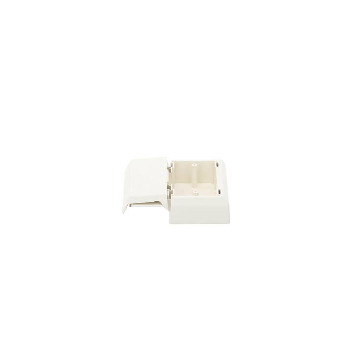Caja Superficial Con Bisagras de Instalación a Presión, Para Canaletas T45, Material PVC Rígido, Color Blanco Mate