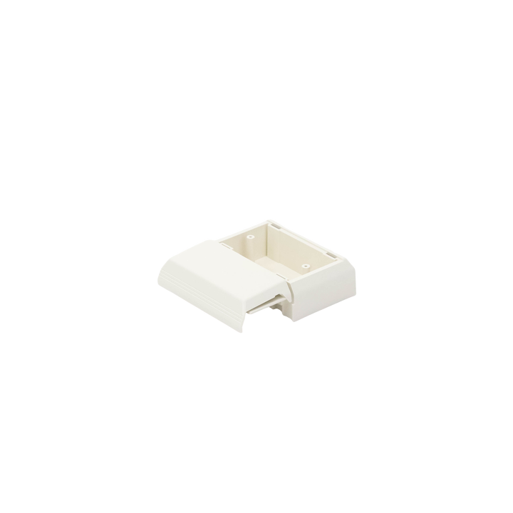 Caja Superficial Con Bisagras de Instalación a Presión, Para Canaletas T45, Material PVC Rígido, Color Blanco Mate