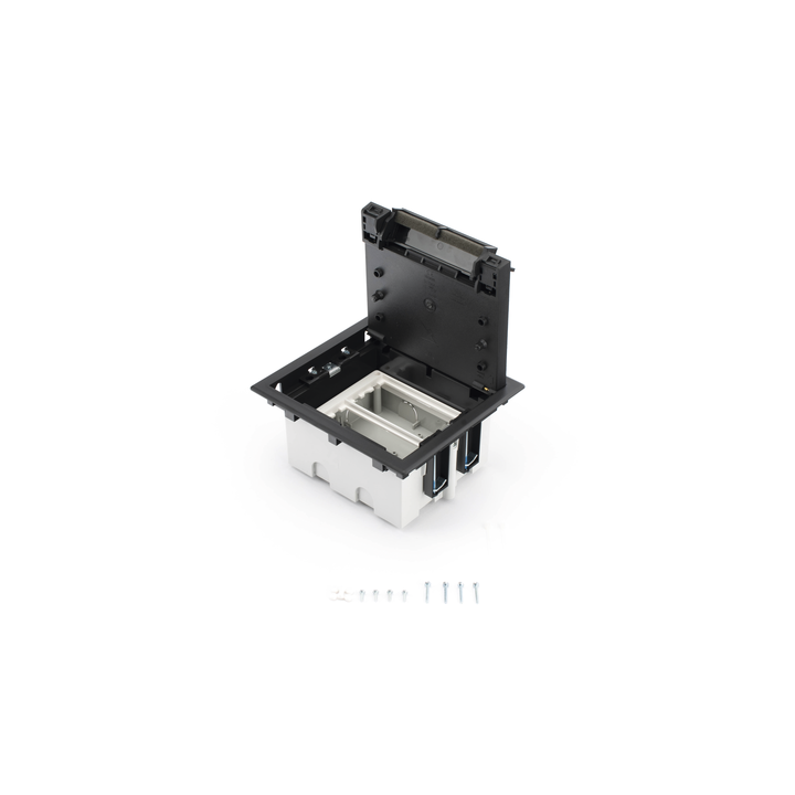 Caja Para Instalación en Piso Falso para Voz, Datos o Contactos Eléctricos / Capacidad para 2 Módulos / Espacio