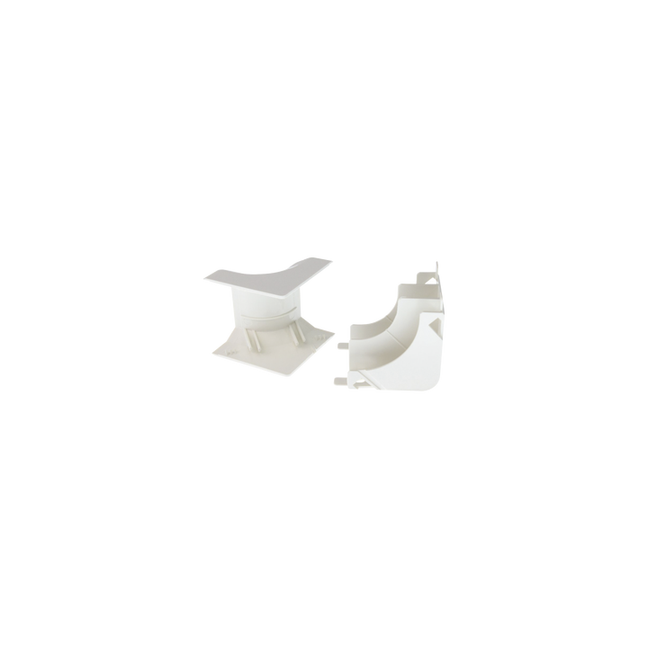 Esquinero interior, para uso con canaleta T45, Material PVC Rígido, Color Blanco Mate