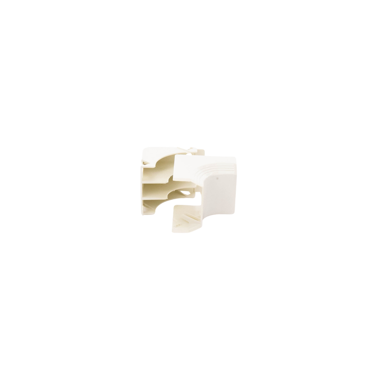 Esquinero interior, para uso con canaleta T45, Material PVC Rígido, Color Blanco Mate