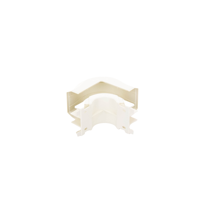 Esquinero exterior, para uso con canaleta T45, Material PVC Rígido, Color Blanco Mate