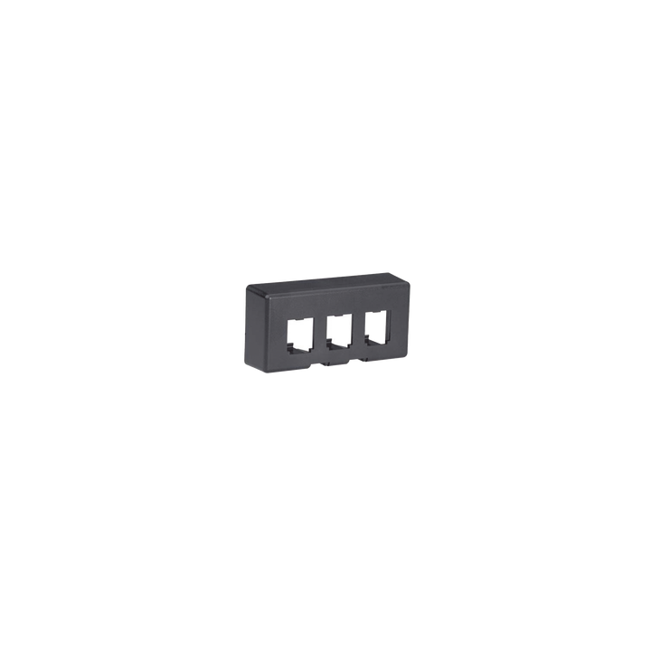 Placa de Mobiliario Modular Estándar, Salidas Para 3 Puertos Mini-Com, Color Negro