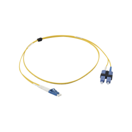 Jumper de Fibra Óptica Monomodo (OS2), XGLO, Riser, LC/UPC-SC/UPC Duplex, OFNR, Color Amarillo, 1 Metro (3.28 Pies)