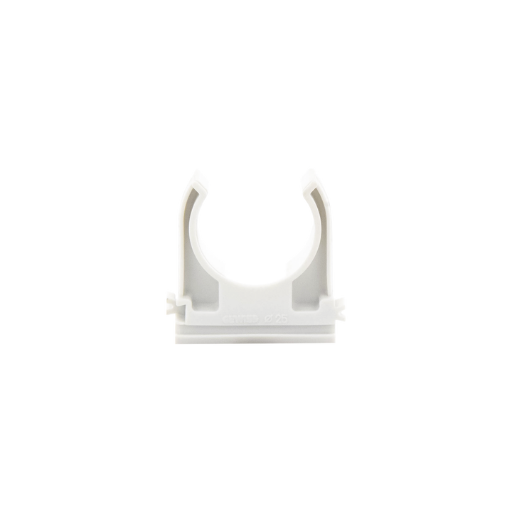 Soporte de presión (Abrazadera), PVC Auto-extinguible, abierto para tubería de 25 mm