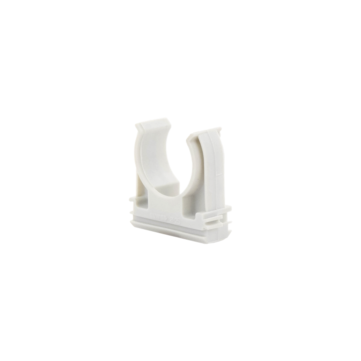 Soporte de presión (Abrazadera), PVC Auto-extinguible, abierto para tubería de 25 mm