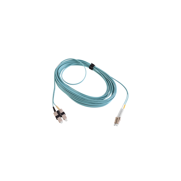 Jumper de Fibra Óptica Multimodo 50/125 XGLO OM3, LC-SC Duplex, OFNR, Color Aqua, 10 Metros (32.81 Pies)