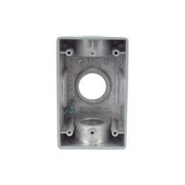 Caja Condulet FS de 1" (25.4 mm ) con tres bocas una arriba y una atrás a prueba de intemperie.