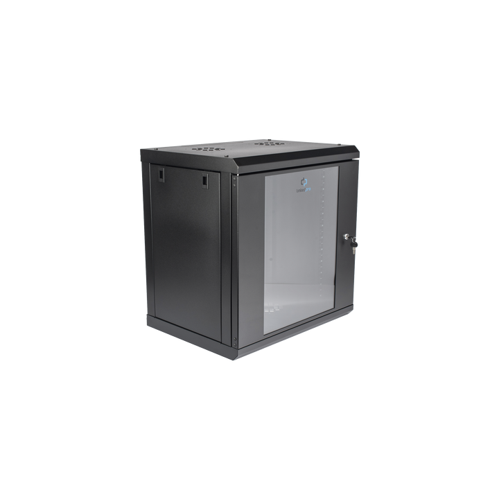 Gabinete de Pared de 12U con Puerta de Cristal Templado, 455 mm de Profundidad, Rack de 19'', Acero Reforzado Color