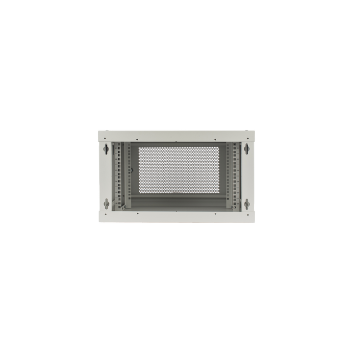 Gabinete de Pared de 6U con Puerta Perforada, 455 mm de Profundidad Total, Rack de 19'', Acero Reforzado Color Gris Mate
