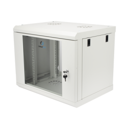 Gabinete de Pared de 9U con Puerta de Cristal Templado, 479.5 mm de Profundidad, Rack de 19'', Acero Reforzado Gris Mate