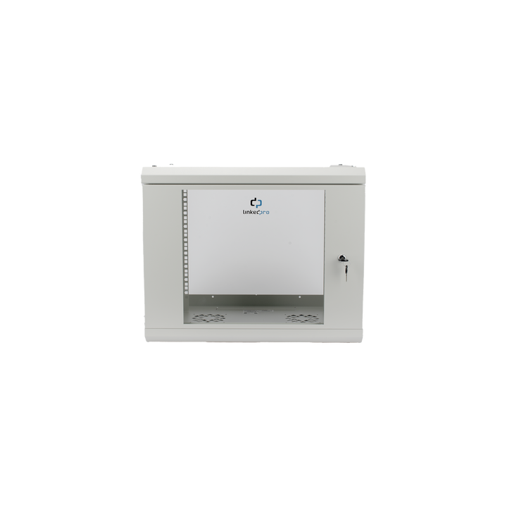 Gabinete de Pared de 9U con Puerta de Cristal Templado, 479.5 mm de Profundidad, Rack de 19'', Acero Reforzado Gris Mate