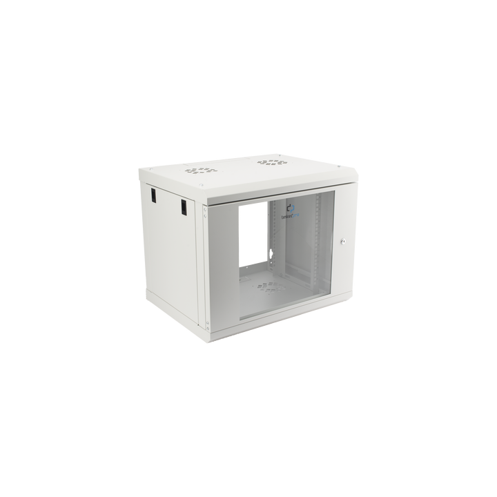 Gabinete de Pared de 9U con Puerta de Cristal Templado, 479.5 mm de Profundidad, Rack de 19'', Acero Reforzado Gris Mate