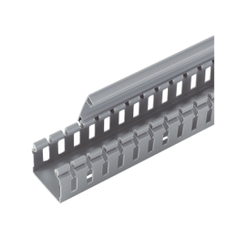 Canaleta Ranurada de PVC sin Tapa, Tipo H (Tapa Abisagrada), 55.1 mm de Ancho, 50.3 mm de Alto y 1828.8 mm de Largo,