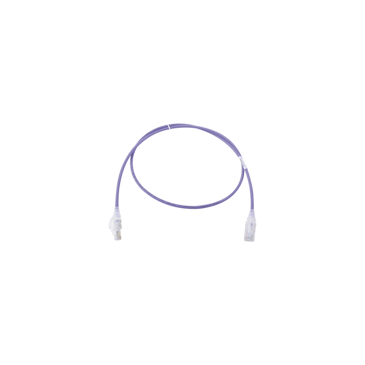 Patch Cord MC6 Modular Cat6 UTP, CM/LS0H, 0.91 Metros (3 Pies), Color Violeta, Diámetro Reducido (28AWG), Versión