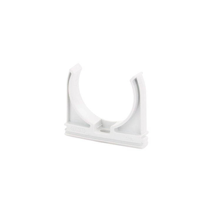 Soporte de presión (Abrazadera), PVC Auto-extinguible, abierto para tubería de 50 mm