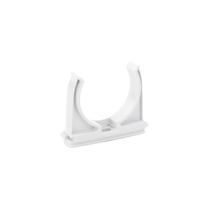 Soporte de presión (Abrazadera), PVC Auto-extinguible, abierto para tubería de 50 mm