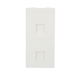 Placa Plana de Voz y Datos con Guardapolvo para 2 RJ45 / Color Blanco / 2 Puertos para Jacks Keystone / Compatible con